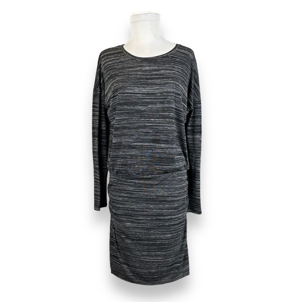 Women’s gray black athlete Avenue dress gathered striped texture size Medium